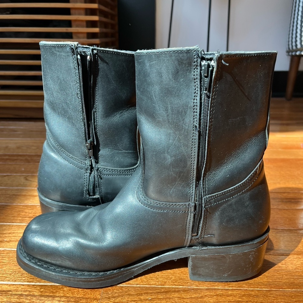 Vintage Frye Black Leather Campus Boot Ankle Boots womens size 9M - Picture 9 of 13